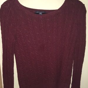 AMERICAN EAGLE Wine-Red Long-sleeved Sweatshirt